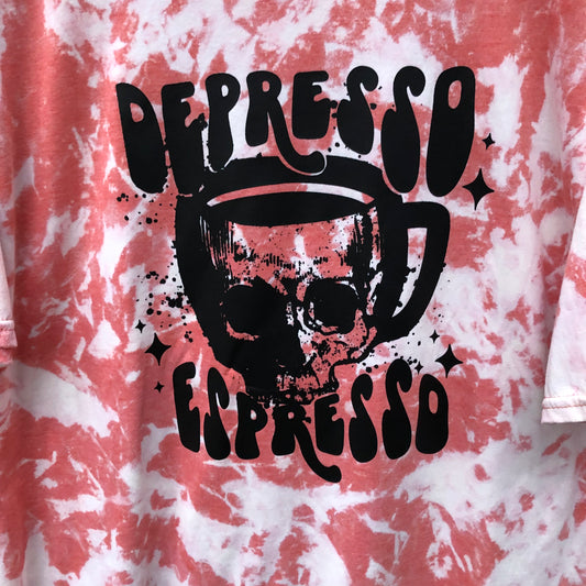 “Depresso Expresso” Orange Bleached Shirt