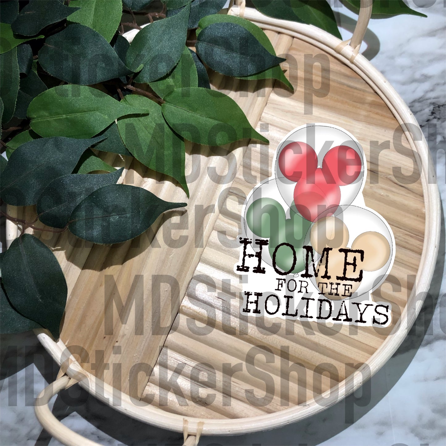Home For the Holidays Balloons Vinyl Sticker
