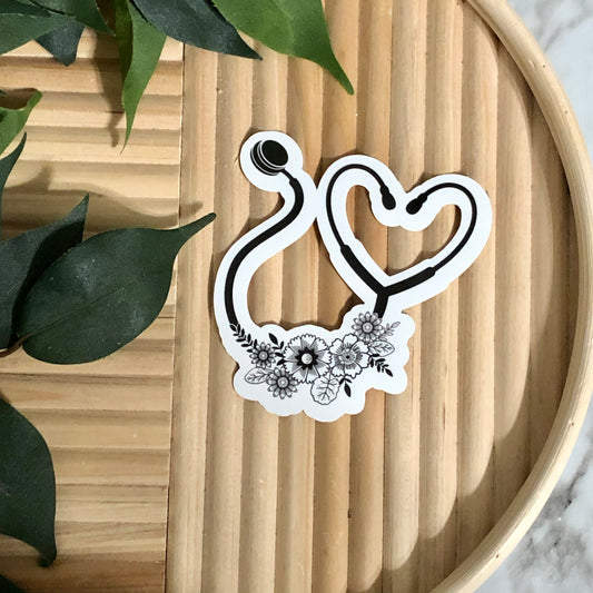 Floral Stethoscope Vinyl Sticker