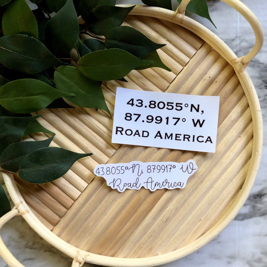 Road America Coordinates Vinyl Sticker