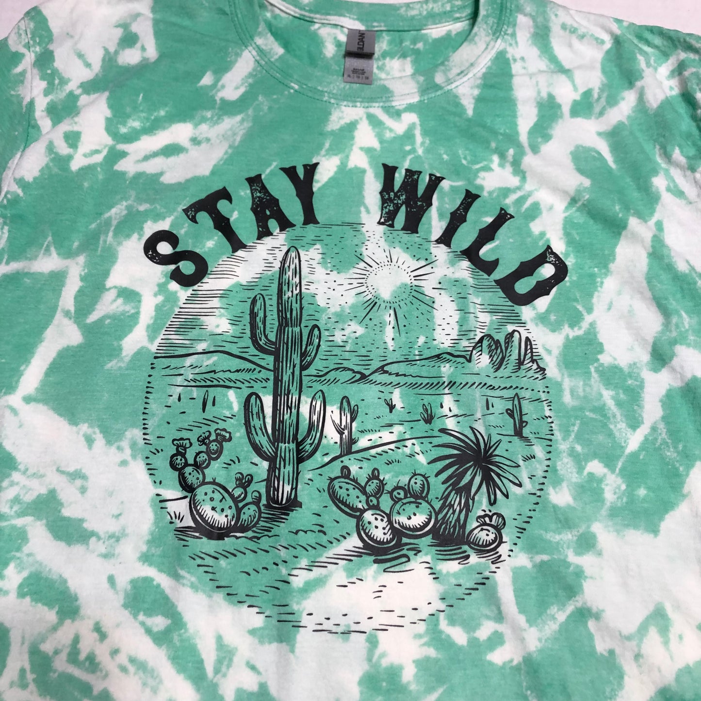 “Stay Wild” Desert Green Bleached Shirt