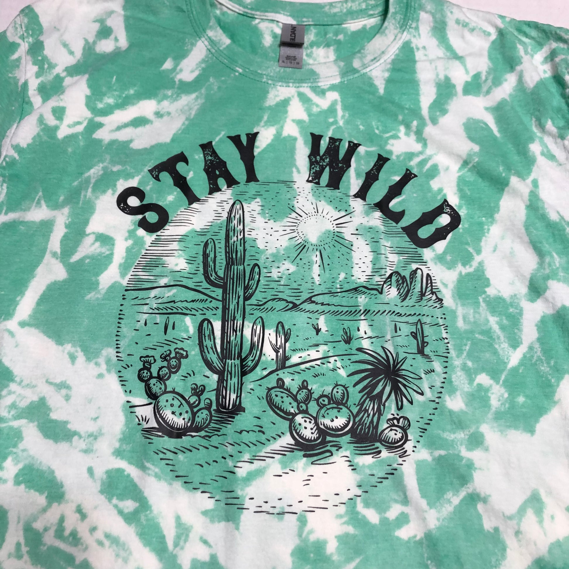 Stay Wild Desert Green Bleached Shirt MDStickerShop