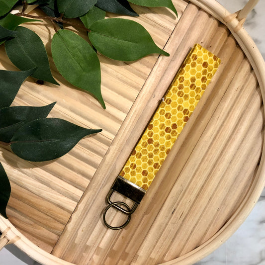 Honeycomb Print Fabric Keychain, Key Fob