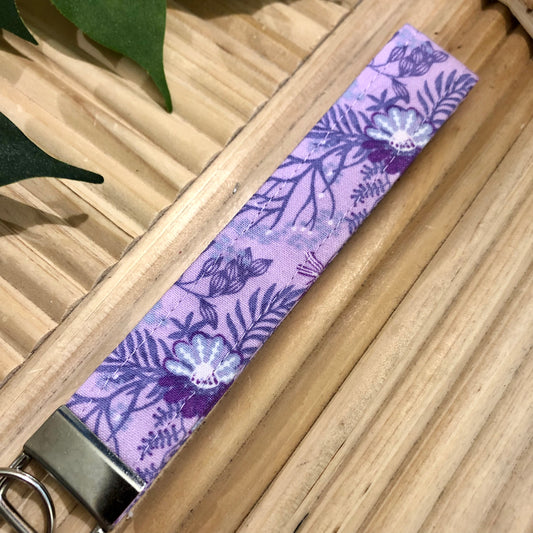 Purple Beachy Print Fabric Keychain, Key Fob
