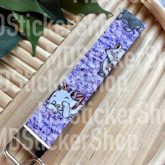 Cartoon Kitty Print Fabric Keychain