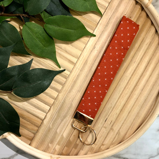 Rust X Print Fabric Keychain, Key Fob