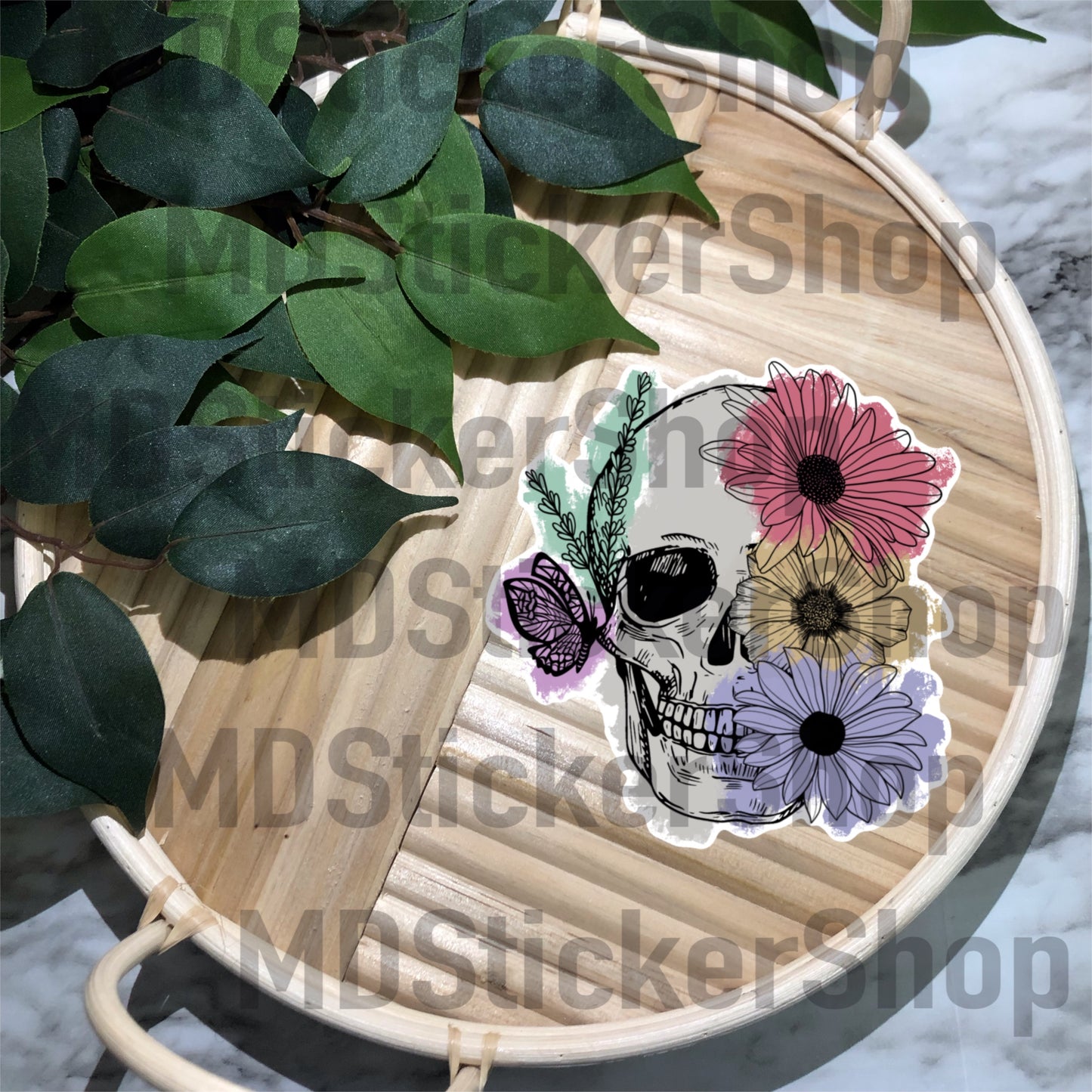 Daisy Skeleton Vinyl Sticker