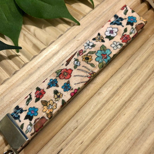 Freddy Kruger Floral Print Fabric Keychain, Key Fob