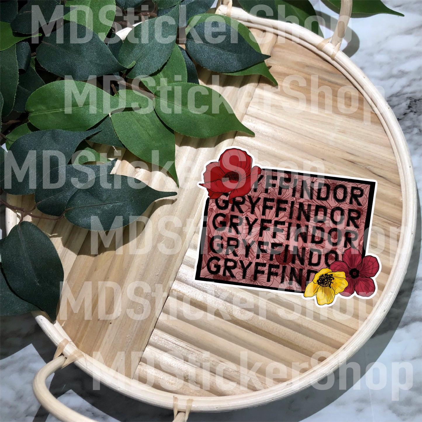 Red House Floral Vinyl Sticker