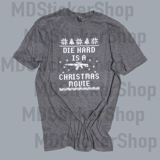 “Die Hard is a Christmas Movie” Grey Tee
