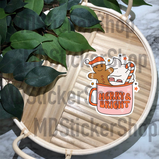 Merry & Bright Cup of Cocoa Vinyl Sticker