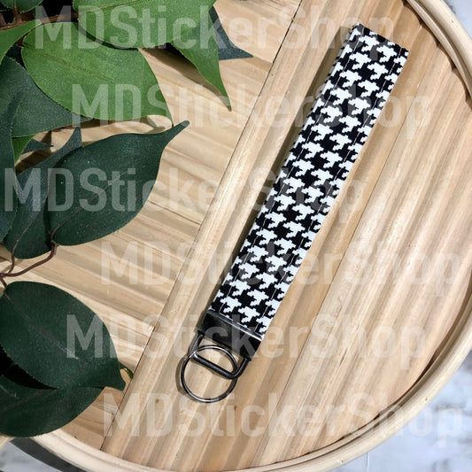 Houndstooth Print Fabric Keychain