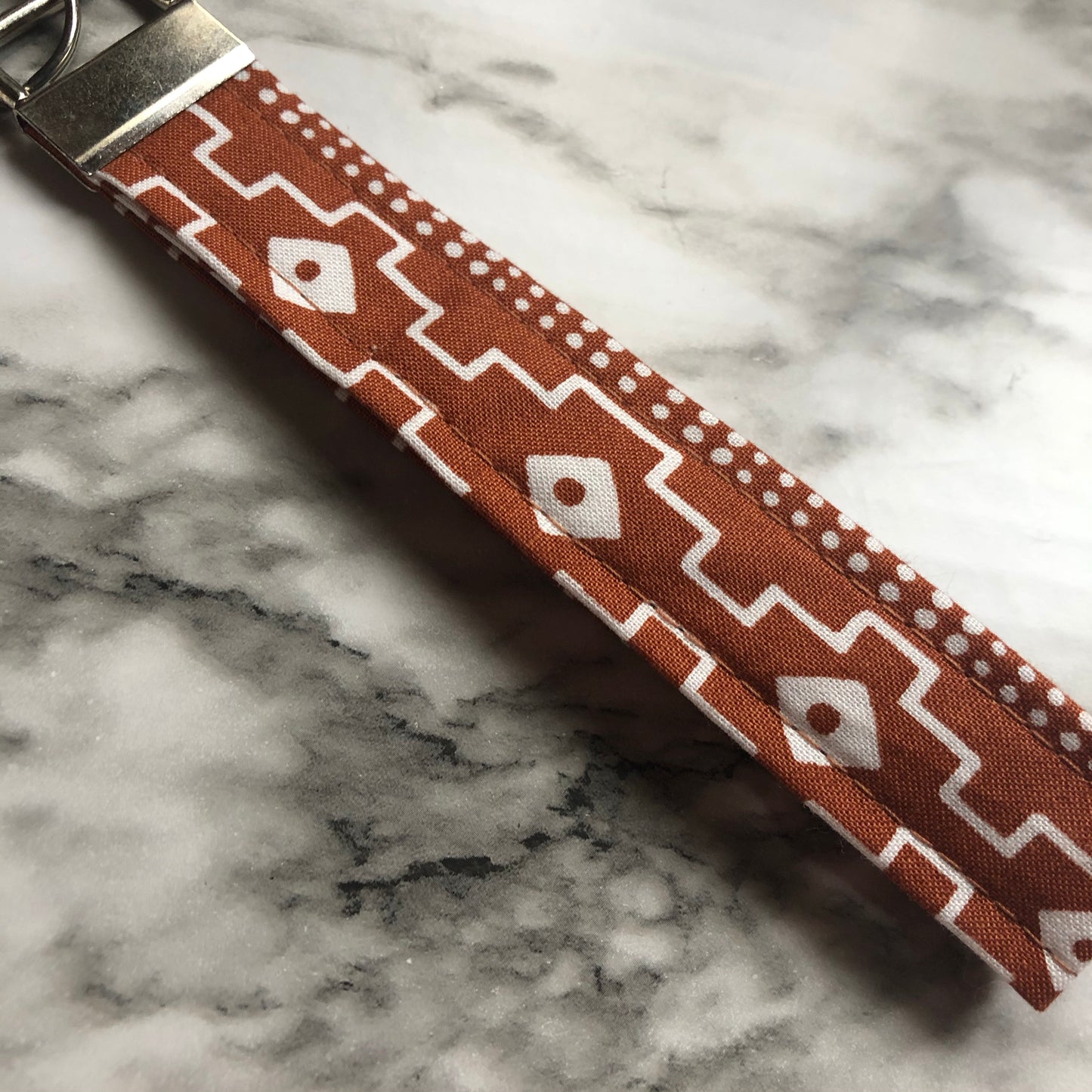 Boho Print Fabric Wristlet Keychain, Key Fob