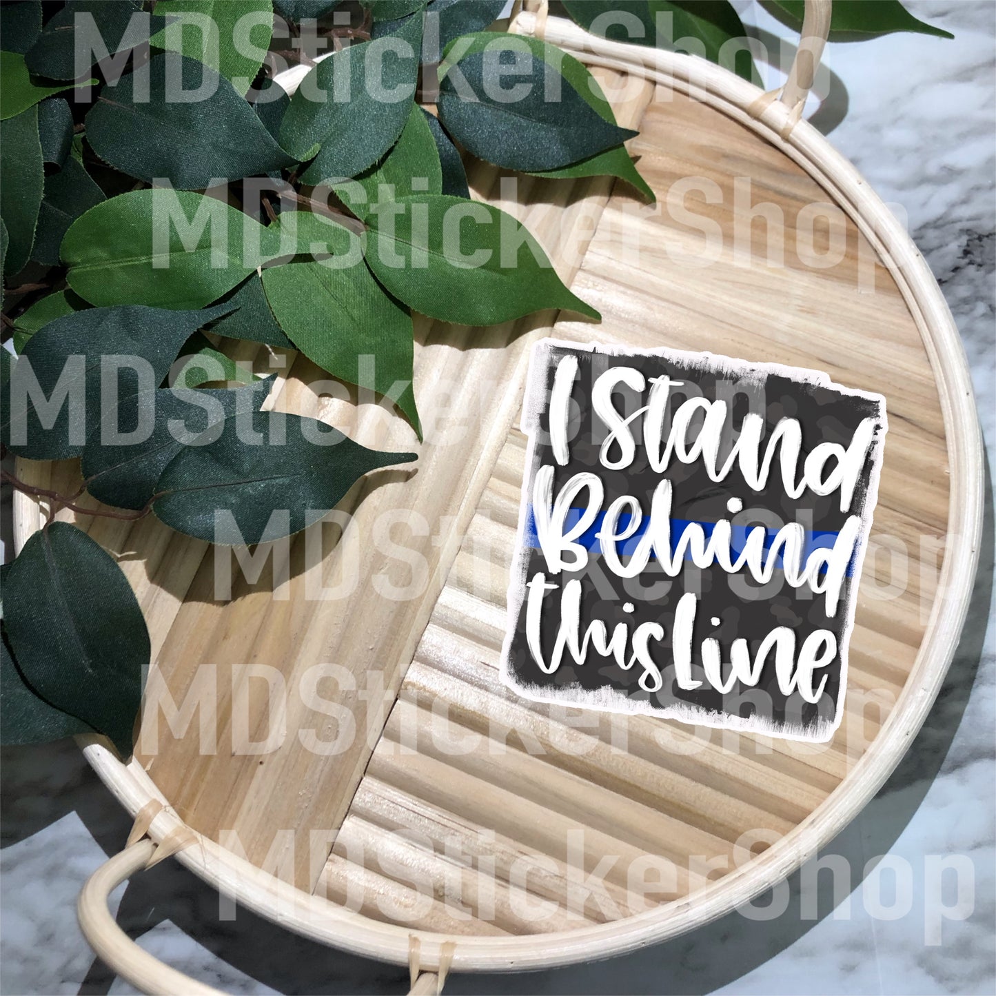 I Stand Behind This (Blue) Line Vinyl Sticker