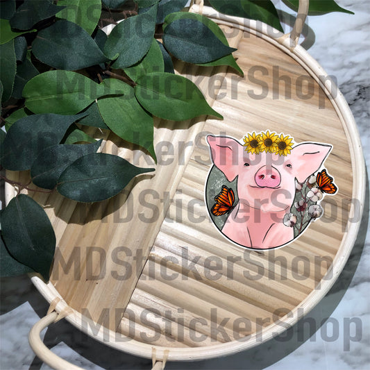 Spring Pig Vinyl Sticker