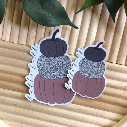 Hello Fall Pumpkin Stack Vinyl Sticker