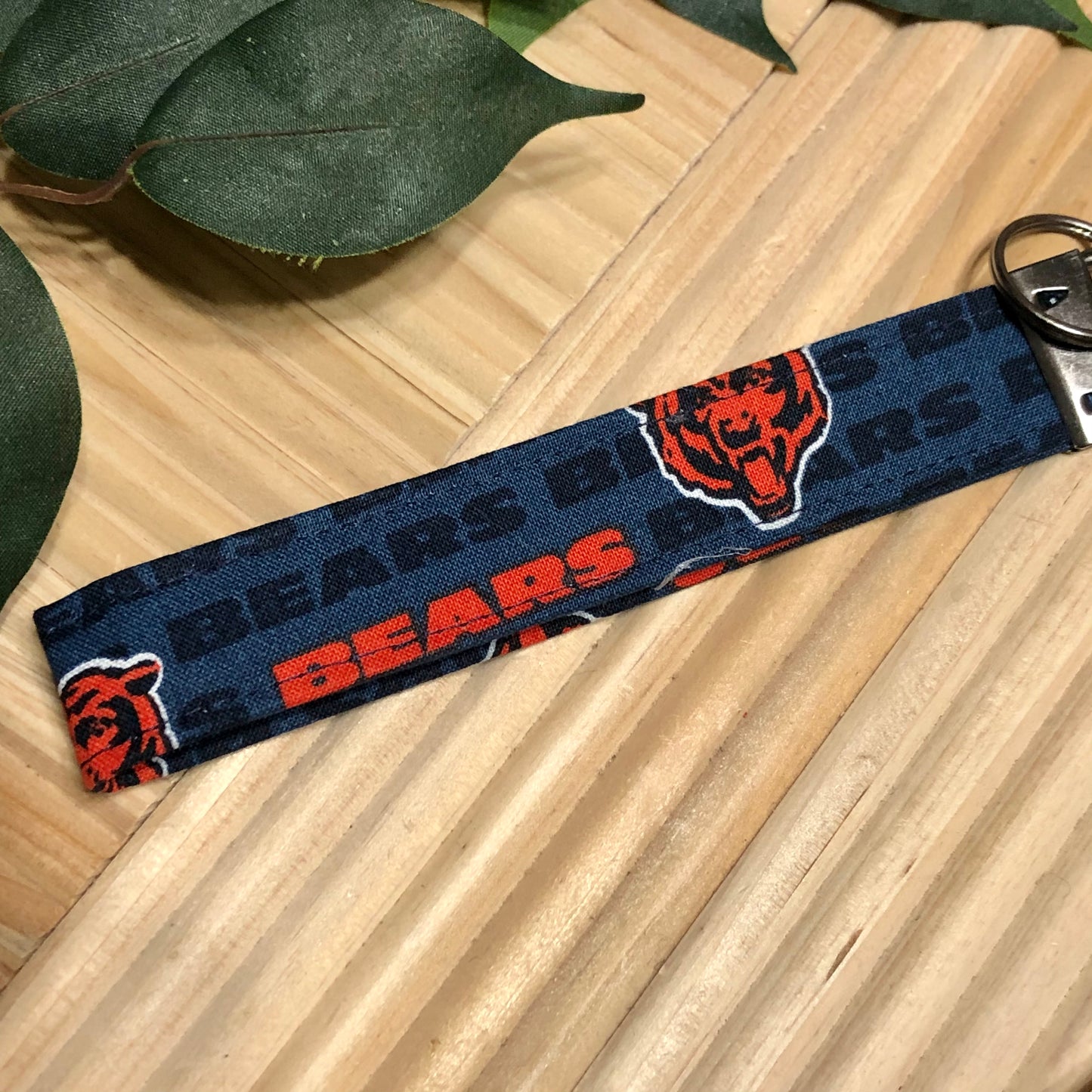 Chicago Bears Print Fabric Wristlet Keychain, Key Fob