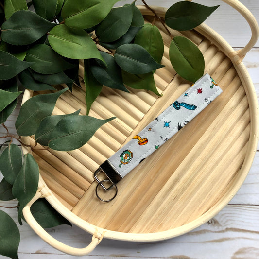 Harry Potter House Print Fabric Wristlet Keychain, Key Fob