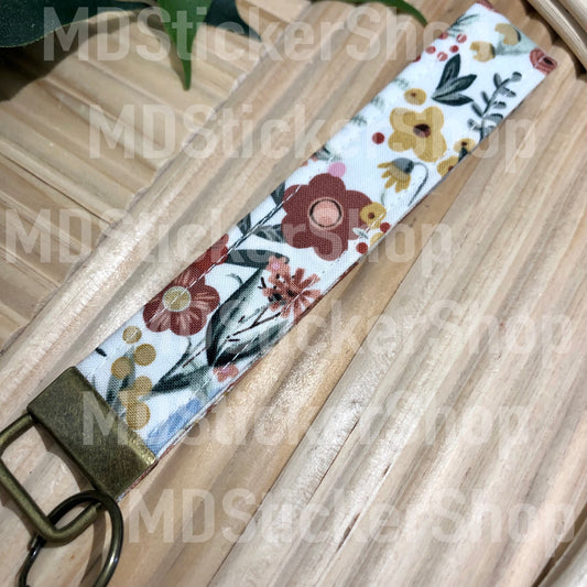 Farm Floral Print Fabric Keychain