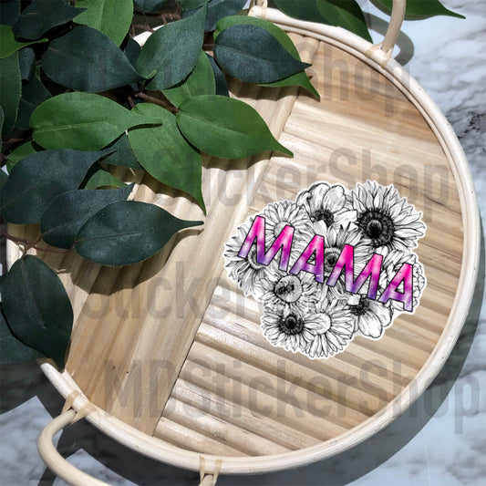 Mama B&W Floral Vinyl Sticker