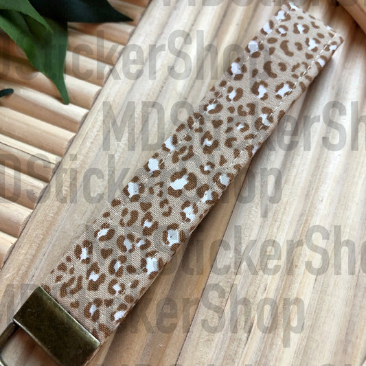 Brown Leopard Print Fabric Keychain