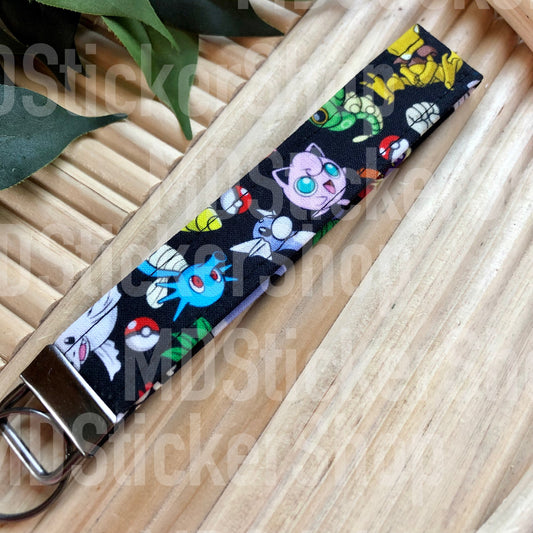 Poke Mon Print Fabric Keychain