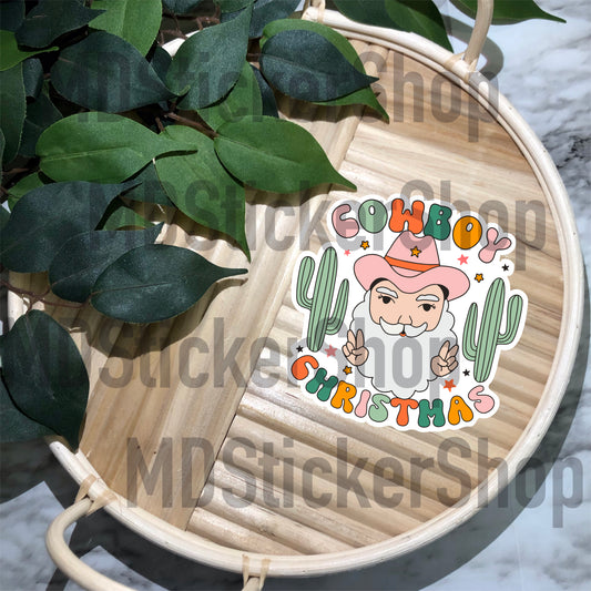 Cowboy Christmas Vinyl Sticker