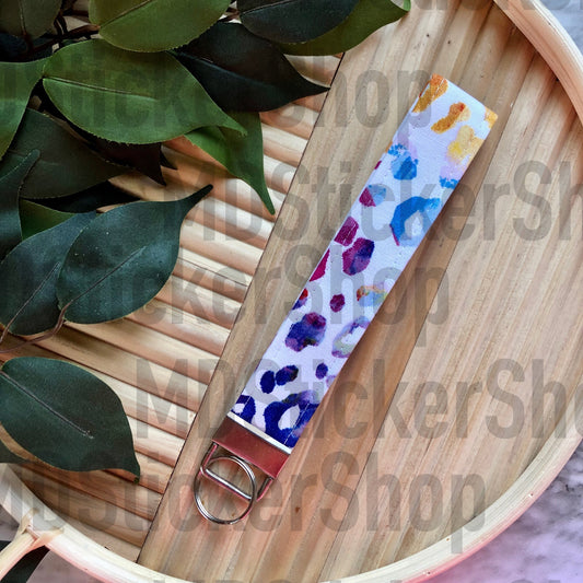 Colorful Cheetah Print Fabric Keychain