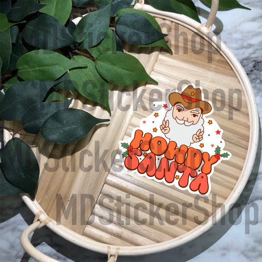 Howdy Santa Vinyl Sticker