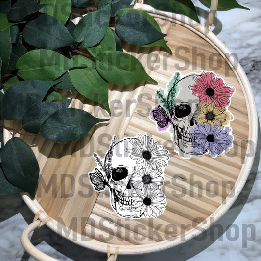 Daisy Skeleton Vinyl Sticker