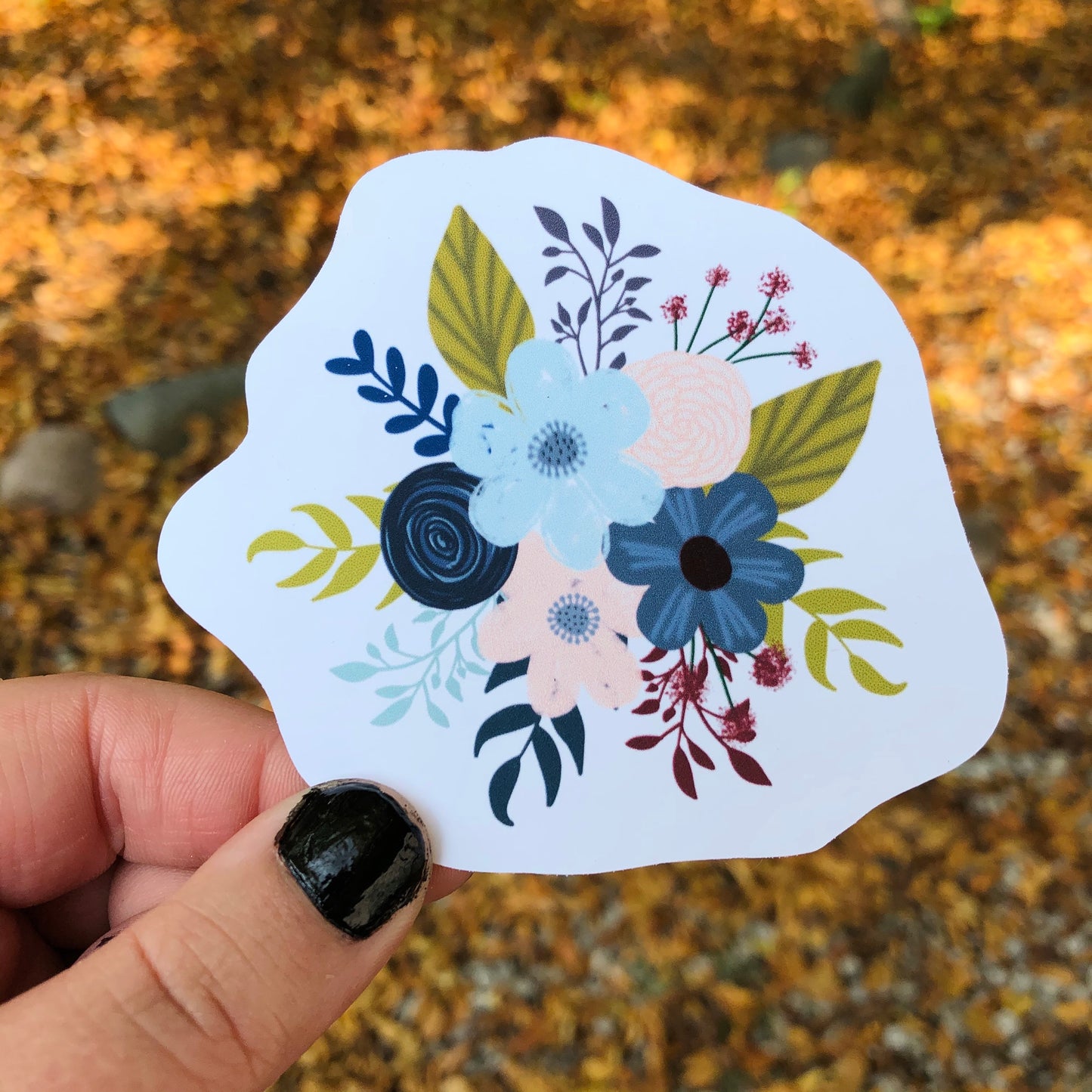 Blue and Pink Floral Bouquet Sticker