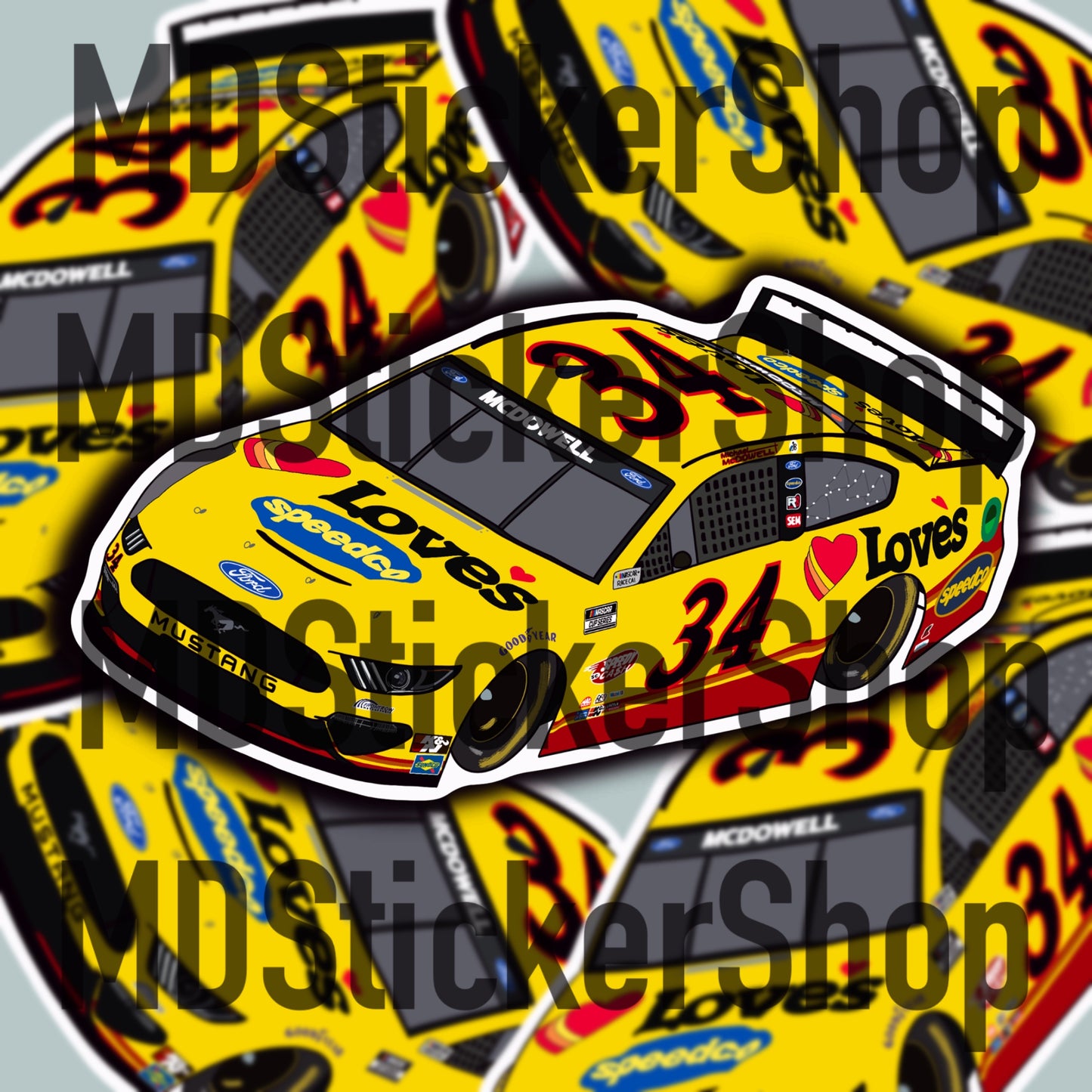 Michael McDowell #34 NASCAR Daytona 500 2021 Winner Car Vinyl Sticker